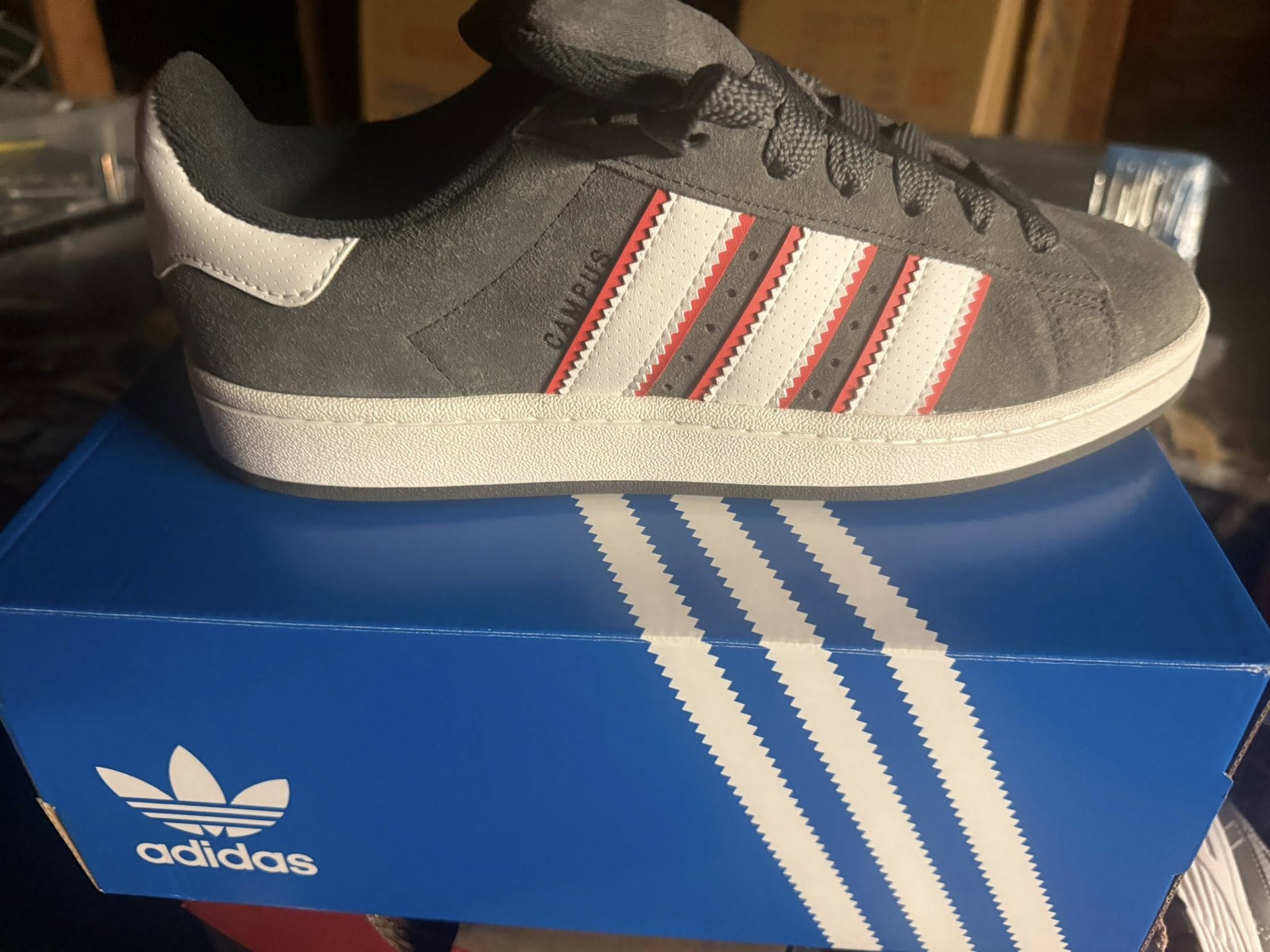 Adidas Campus 00's  size 10  grey / red / white
